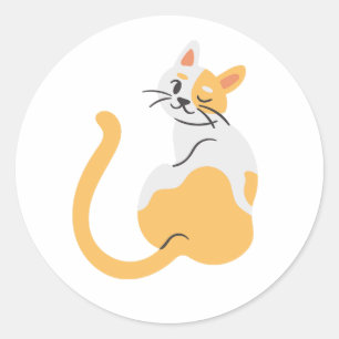 Orange and White Cat Cute Kitty Sticker 
