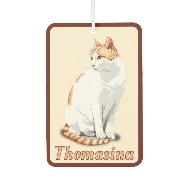Orange and White Cat Personalized  Air Freshener (Front)
