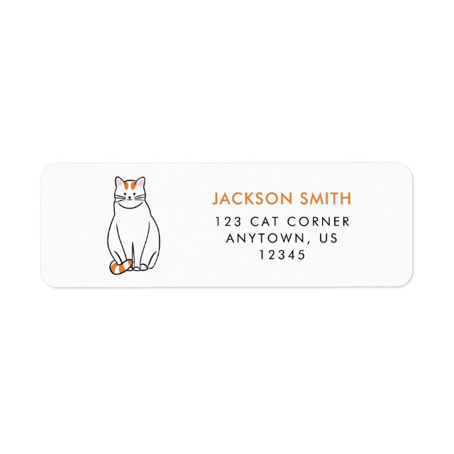 Orange and White Cat Return Address Label (Front)