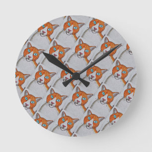 orange and white Cat Wall Clock