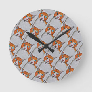 orange and white Cat Wall Clock
