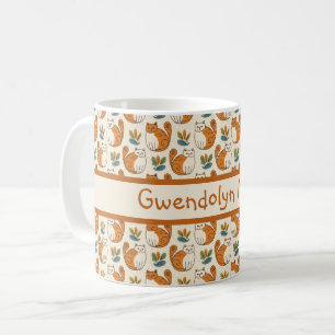 Orange and White Cats Naive Art Style Color Block Coffee Mug