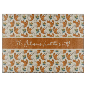 Orange and White Cats Naive Art Style Color Block Cutting Board