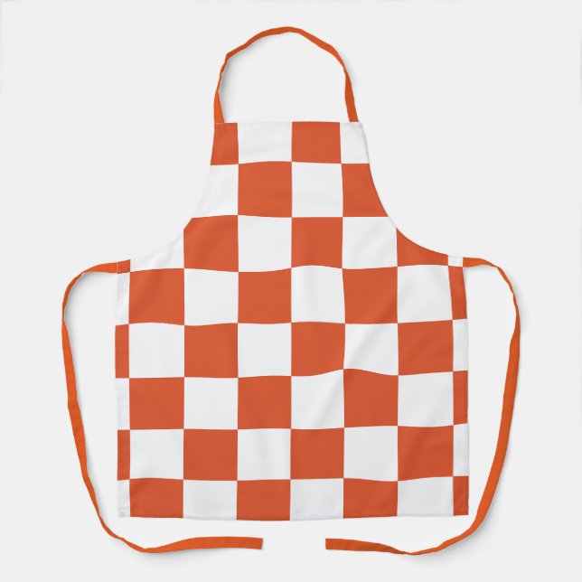 Orange and White Chequerboard Pattern Apron (Front)