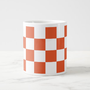 Orange and White Chequerboard Pattern Large Coffee Mug