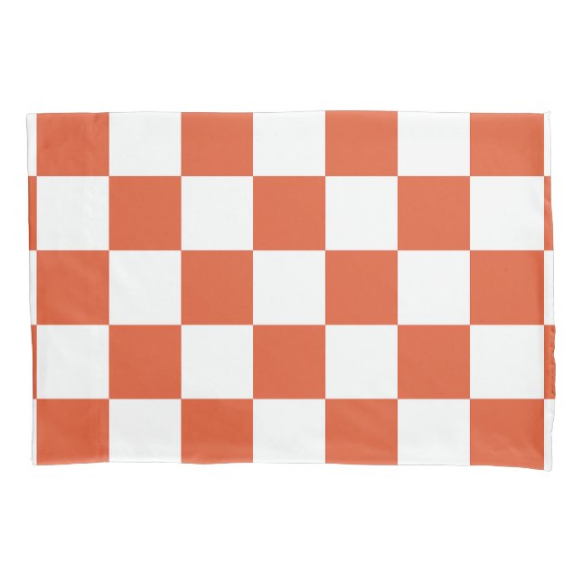 Orange and White Chequerboard Pattern Pillowcase (Front)