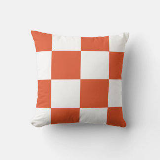 Orange and White Chequerboard Pattern Throw Pillow