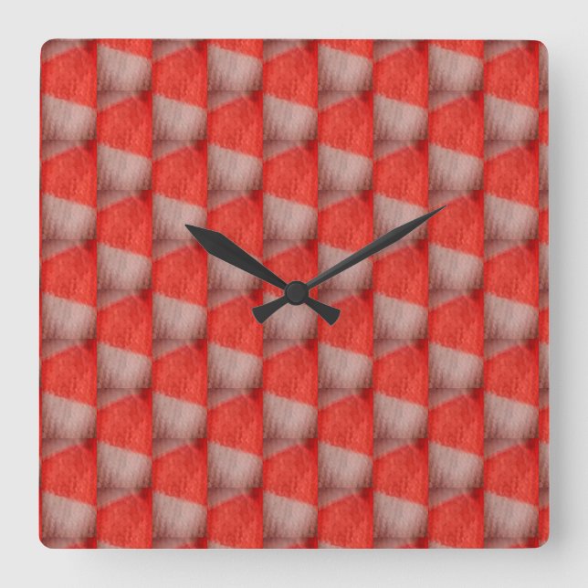 orange and white chequered square wall clock (Front)