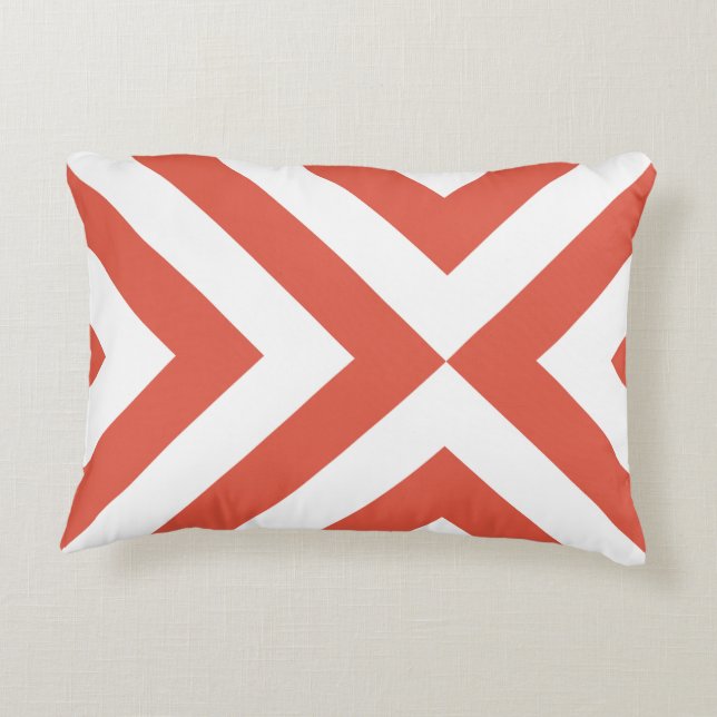 Orange and White Chevrons Accent Pillow (Back)