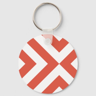 Orange and White Chevrons Keychain