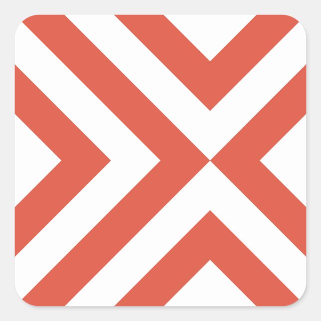 Orange and White Chevrons Square Sticker (Front)
