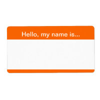 Orange and White Corporate Name Tag - Label