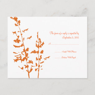 Orange and White Country Floral Wedding RSVP Card