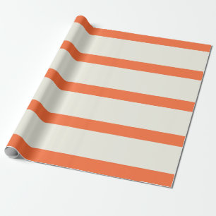 Orange and White Cream Pencil Stripes Wrapping Paper