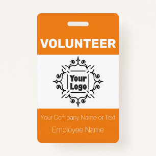 Orange and White Custom Logo Volunteer Worker ID Badge