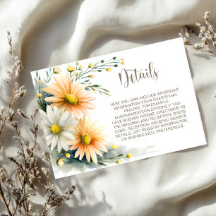 Orange and White Daisies Wedding Details Enclosure Card