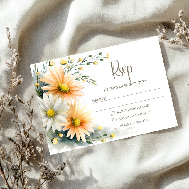 Orange and White Daisies Wedding RSVP (Creator Uploaded)