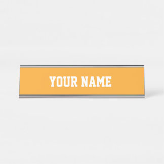Orange and white desk name plate