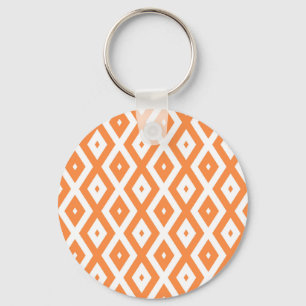 Orange and white diamond pattern keychain