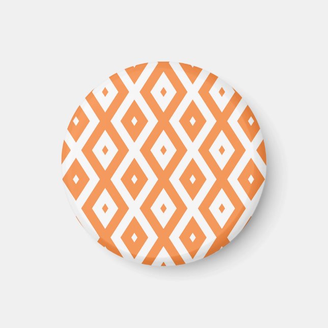 Orange and white diamond pattern magnet (Front)
