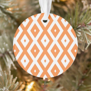 Orange and white diamond pattern ornament