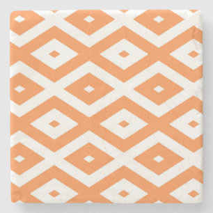 Orange and white diamond pattern stone coaster