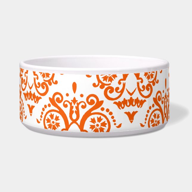Orange and White Elegant Damask (Left)