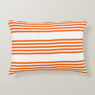 Orange and white five stripes pattern accent pillow