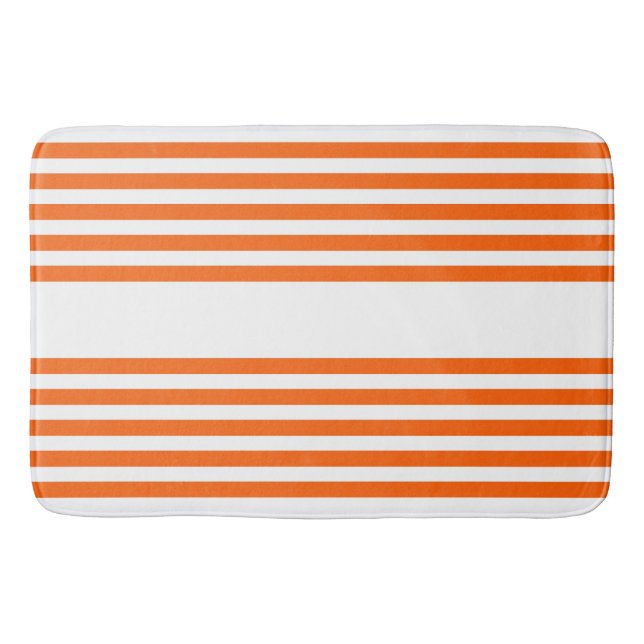 Orange and white five stripes pattern bath mat (Front)