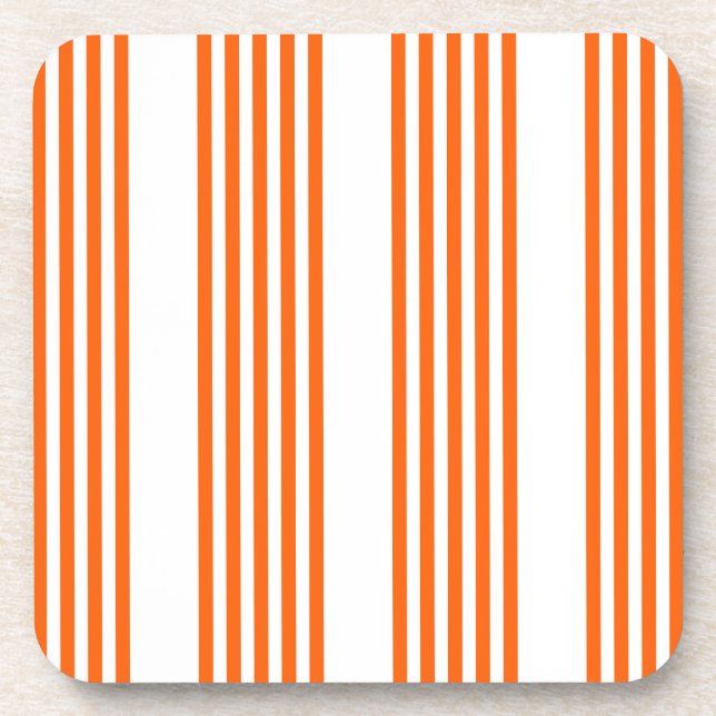 Orange and white five stripes pattern coaster (Front)