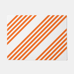Orange and white five stripes pattern doormat