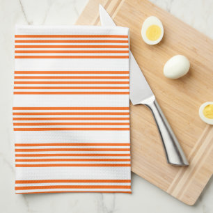 Orange and white five stripes pattern kitchen towel