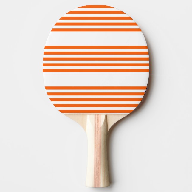 Orange and white five stripes pattern ping pong paddle (Front)