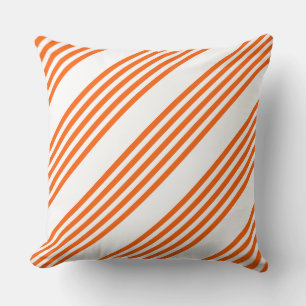 Orange and white five stripes pattern throw pillow