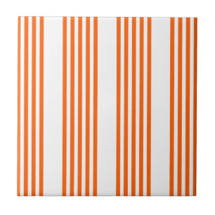 Orange and white five stripes pattern tile