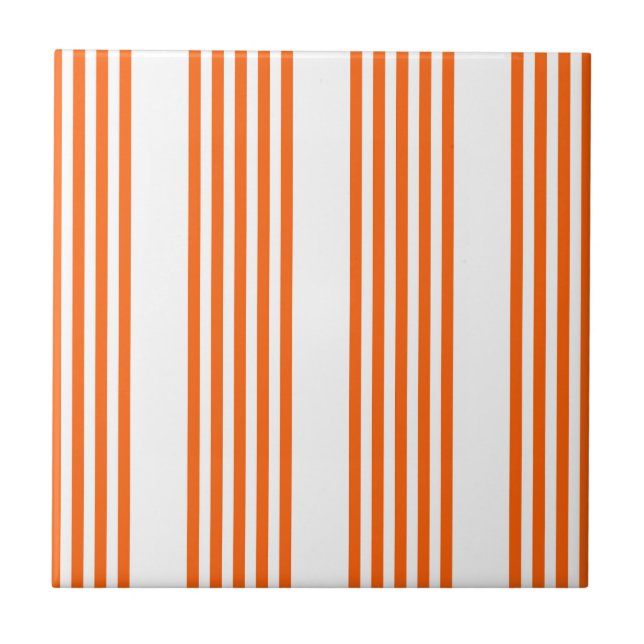 Orange and white five stripes pattern tile (Front)