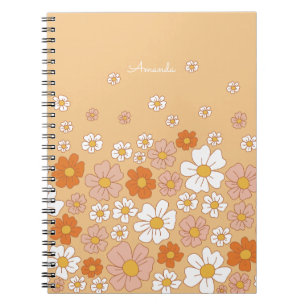 Orange and White Floral  Notebook