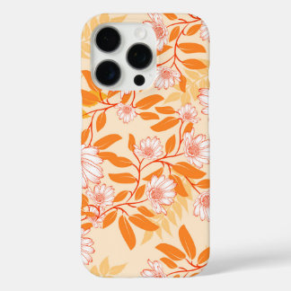 Orange and white floral pattern daisies iPhone 16 pro case