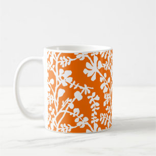 Orange And White Floral Repeating Pattern Coffee Mug