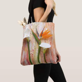 Orange and White Flower Tote Bag