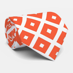 Orange And White Geometric Chequered Pattern Tie