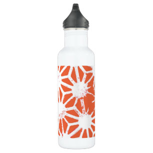 Orange and white geometric pattern 710 ml water bottle