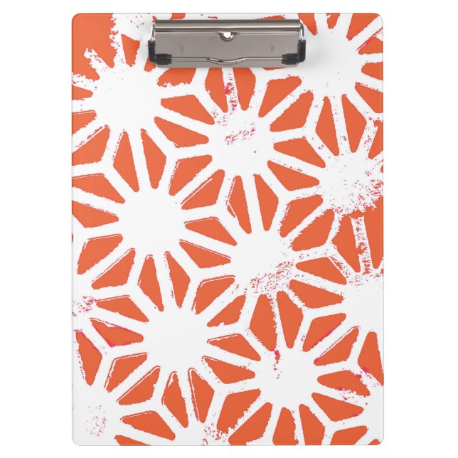 Orange and white geometric pattern clipboard (Front)