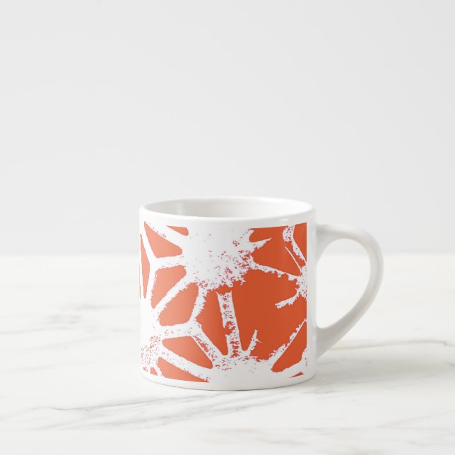 Orange and white geometric pattern espresso cup (Right)