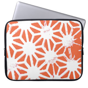 Orange and white geometric pattern laptop sleeve