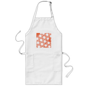 Orange and white geometric pattern long apron