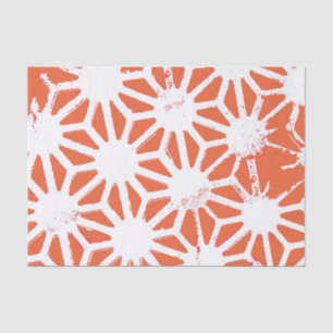 Orange and white geometric pattern tissue paper