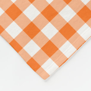 Orange and White Gingham Checked Pattern Fleece Blanket
