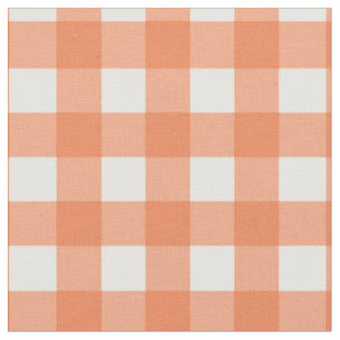Orange and White Gingham Fabric