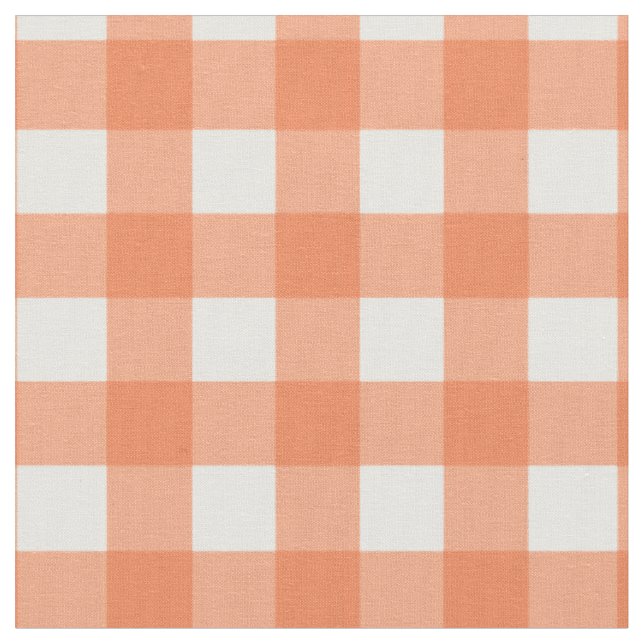 Orange and White Gingham Fabric (Close Up)